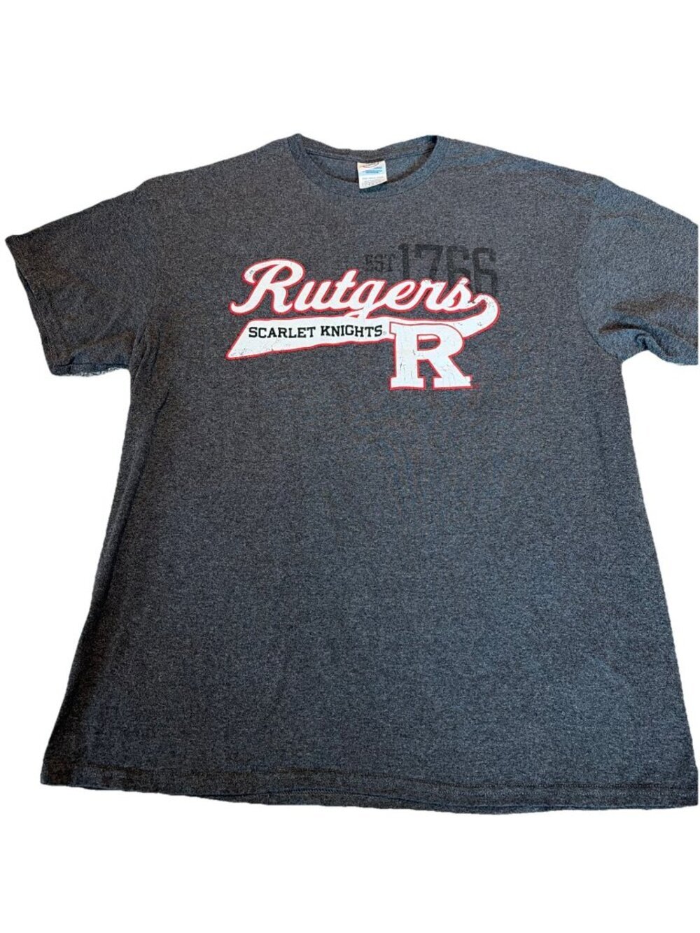 Vintage Y2K Rutgers University Collegiate Tee Shirt Size L Gray Scarlet Knights